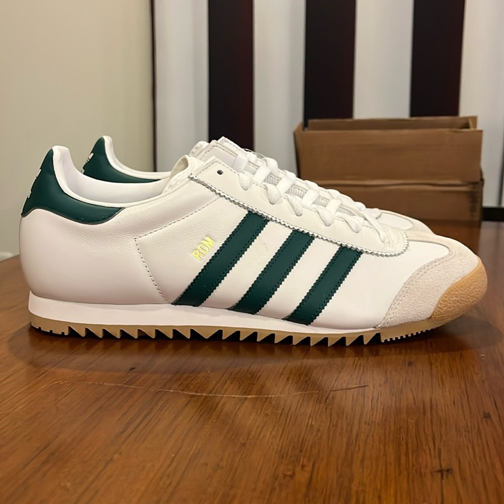 Adidas ROM CG5990 Shoes Sneakers new white green leather Mens Size 11 - Picture 3 of 15